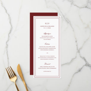 Menu Gertrude Bourgogne Vin Classique Mariage élégant