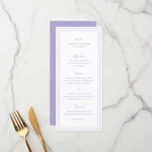 Menu Gertrude Lavender Classique Mariage Élégant