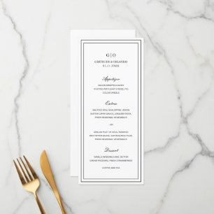 Menu Gertrude Noir et Blanc Classique Mariage élégant