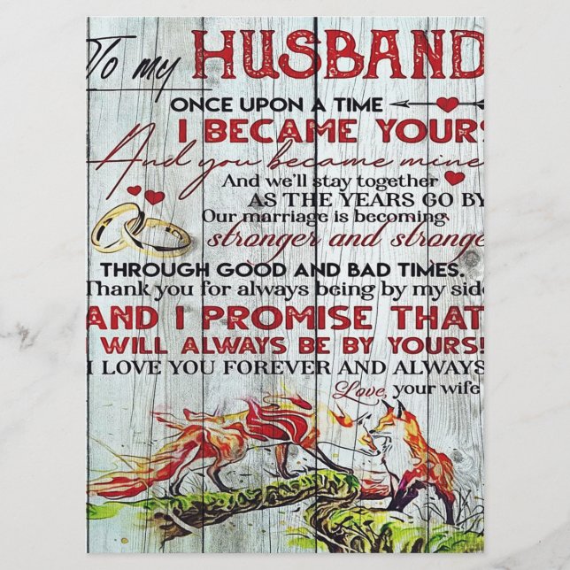 Menu Gift To My Husband, Love Quotes Letter (Devant)