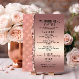 Menu Glam Rose Gold Parties scintillant déchiré Mariage