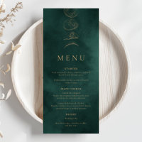 Menu Gold & Emerald Green Celestial Mariage Diner 