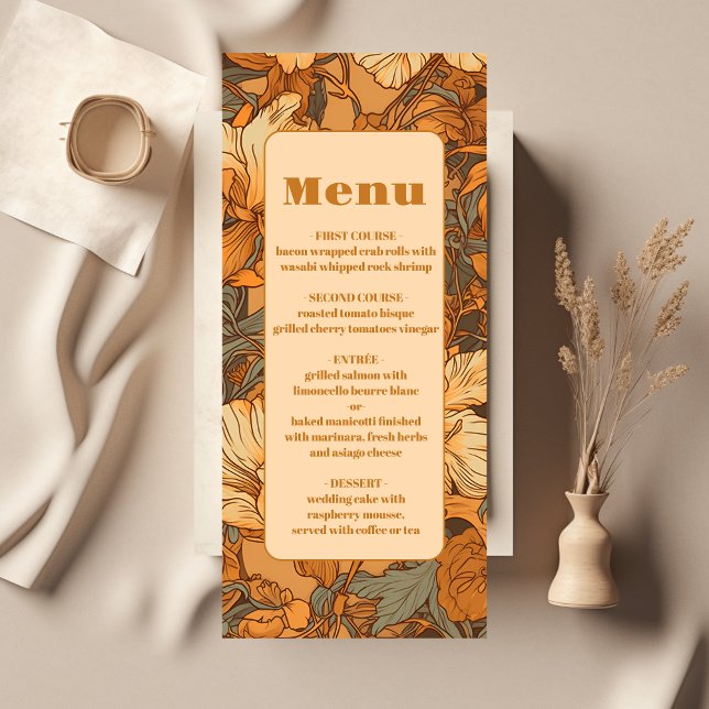 Menu Gold Floral Art Nouveau Mariage (Créateur téléchargé)