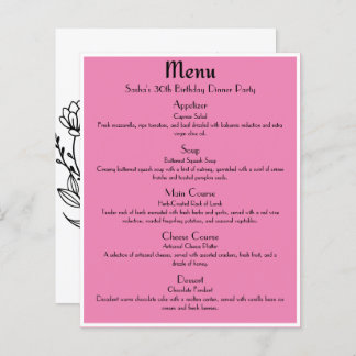 Menu Gold Glam Party Rose rose