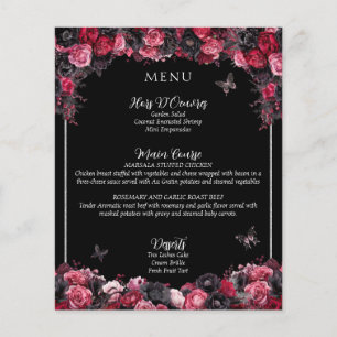 Menu Gothique Rose Rouge & Noir Moody Quinceañera