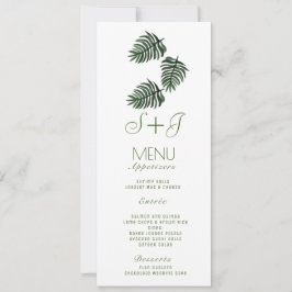 Menu gouache tropical botanique à motif de feuille