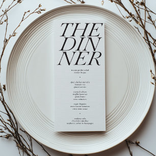 Menu Gras Le Dîner Noir Blanc Typographie Mariage