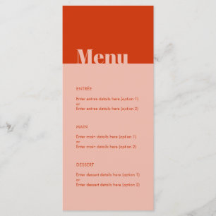 Menu Gras Moderne Typographie Minimale Orange Mariage r