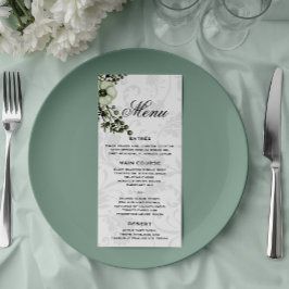 Menu Gray Damask et Green Bouquet Boho Mariage