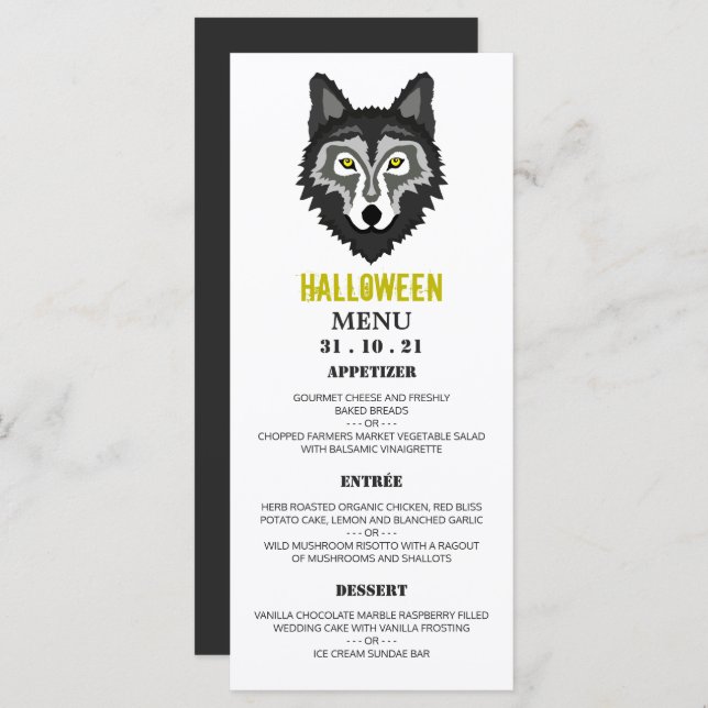 Menu Gray Wolf, Parti d'Halloween (Devant / Derrière)