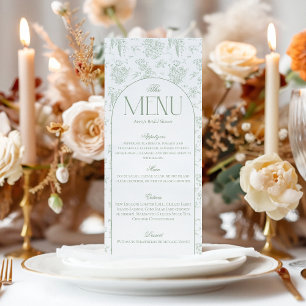 Menu Gree Toile Floral Fête des mariées Vintage Bienven