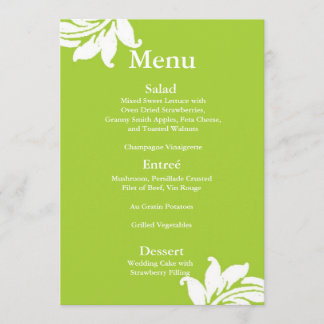 Menü "Green Damask Wedding" Menükarte