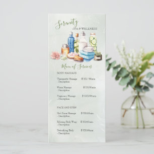 Menu Green Watercolor Spa et centre de bien-être Prix