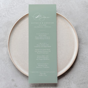 Menü "Green White Modern Calligraphy Dinner" Menükarte