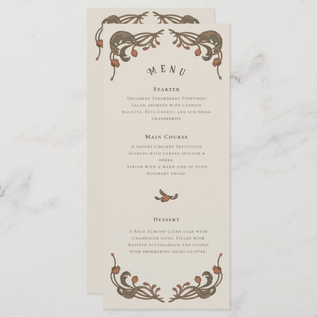 Menu grenade vintage (Devant / Derrière)