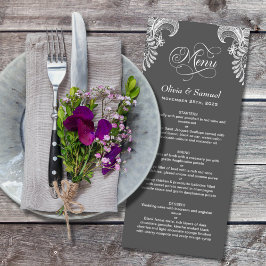 Menu Grey Lace Wedding