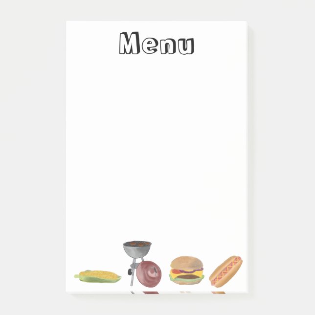 Menü Grillen Post-it Klebezettel (Vorderseite)