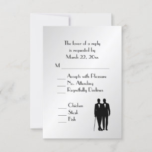 Menu Groom et Groom Mariage RSVP Argent