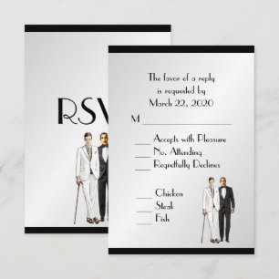 Menu Groom et Groom Mariage RSVP Classy Argent