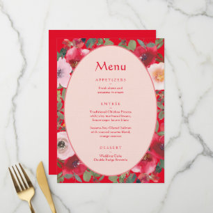Menu Guirlande fleurie rouge Réception de mariage chino