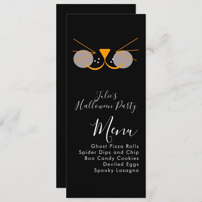 Menu Halloween Cat Cute Costume Party (Devant / Derrière)