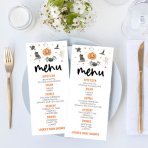 Menu Halloween Éffrayant Citrouille Baby shower