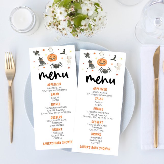 Menu Halloween Éffrayant Citrouille Baby shower (Créateur téléchargé)