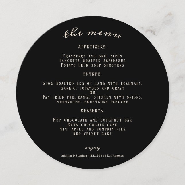 Menu Hallowen Gothic Skuls Tarot Le Mariage des amoureu (Devant)