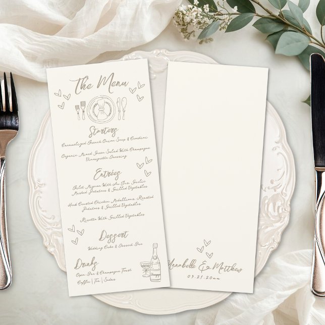 Menu Hand Draw Quirky Whimsical Wedding (Hand Draw Quirky Whimsical Wedding Menu )