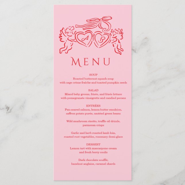 Menu hand drawn heart couple Whimsical Wedding  (Devant)