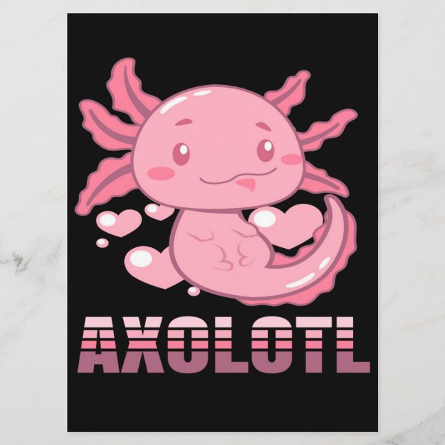 Menu Heart Axolotl | Caricature mignon Axolotl (Devant)