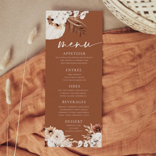 Menu Herbe de Pampas Bohème en Terracotta (Créateur téléchargé)