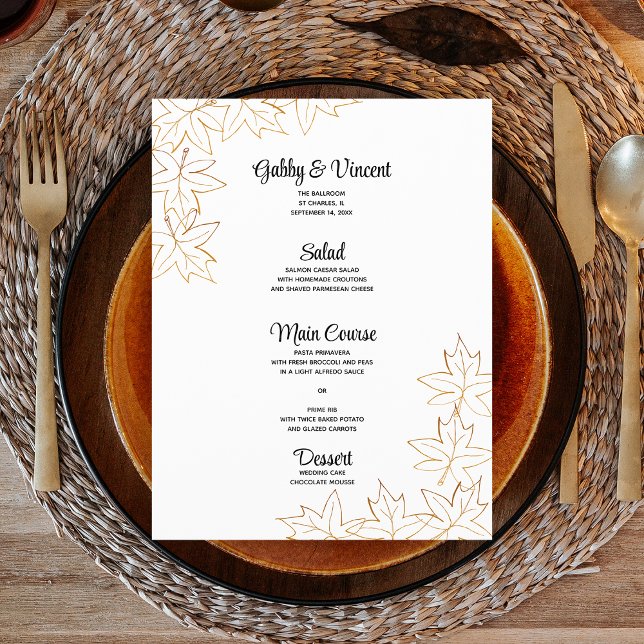 Menü "Hochzeit im Herbst" auf der Ahornflanke (Fall in love with this autumn leaves wedding menu.)
