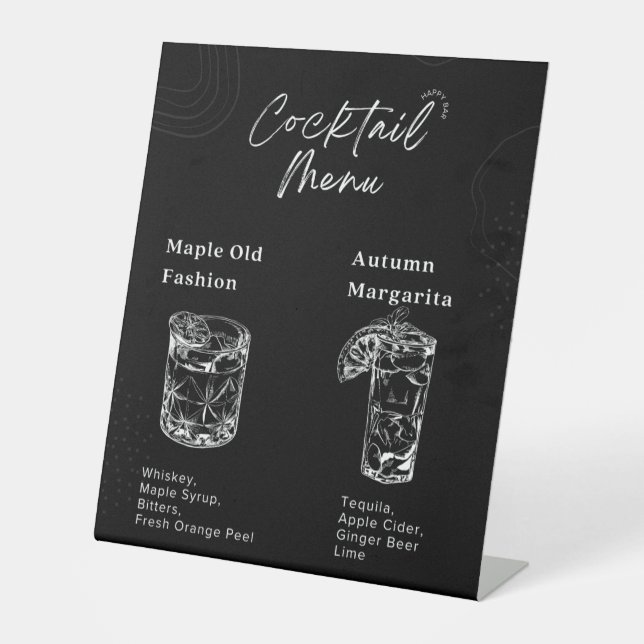Menü Hochzeit im Herbst Bar Sockelschild (Vorderseite)