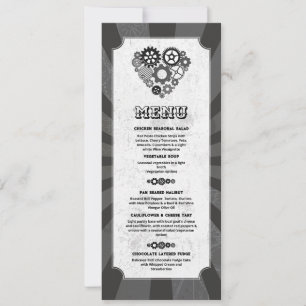 Menü Hochzeit Steampunk Hochzeit Herzen Zahnräder Einladung