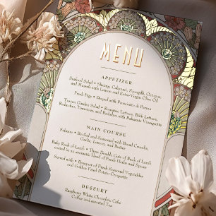Menü Hochzeit Vintager Jugendstil von Mucha Invita Folieneinladung