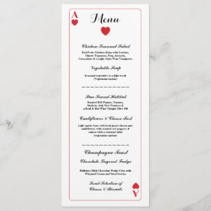 Menü Hochzeitsempfang Kartenspielen nach Herzenslu Einladung