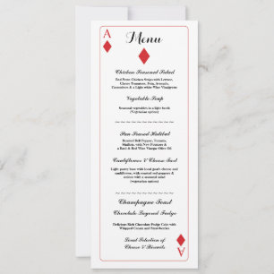 Menü Hochzeitsempfehlung Diamant Spielkarten Ace Einladung