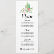 Menü Hochzeitskarten Kaktus Empfang Essen Kakteen