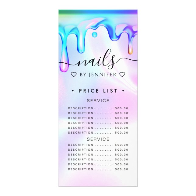 Menü "Holographic Tropfen Nails Price List Service (Vorne)