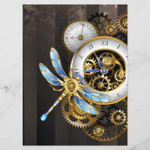 Menu Horloge à vapeur avec libellule mécanique