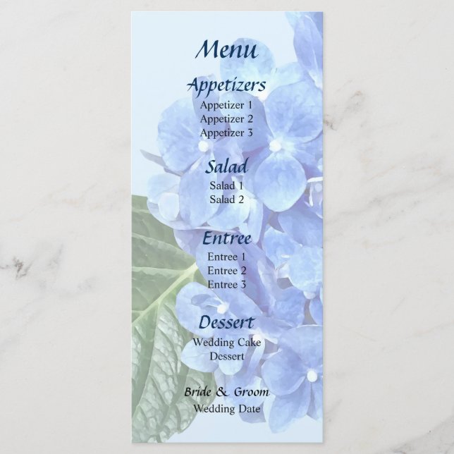 Menu Hydrangea Bleu (Devant)