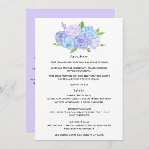 Menu Hydrangea Blue et Lavender Mariage clair