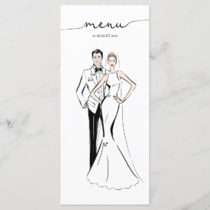 Menu Illustration Groom and Bride Fashion