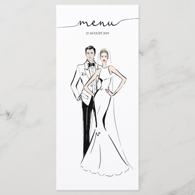 Menu Illustration Groom and Bride Fashion (Devant)