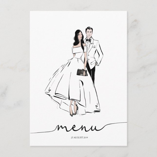 Menu Illustration Groom and Bride Fashion (Devant)
