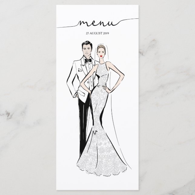 Menu Illustration Groom and Bride Fashion (Devant)