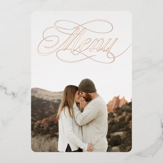 Menü im Vordergrund Foto Einladung (Vorderseite)