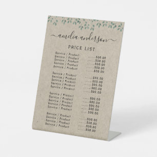 Menü "Imitate Kraft Green Price List" Sockelschild