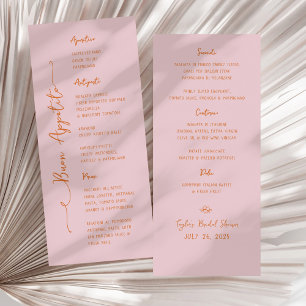 Menu italien rose écrit à la main Buon Appetito